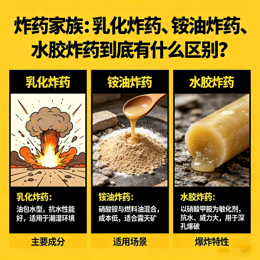 昂仁炸药家族：乳化炸药、铵油炸药、水胶炸药到底有什么区别？